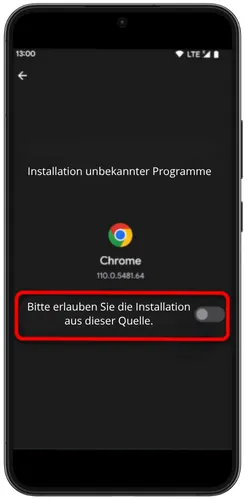 Allow unknown sources on Android