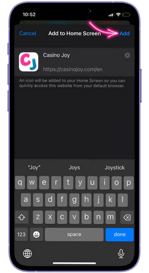 Name the App and Confirm ios