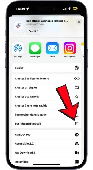 Ajouter à l’écran d’accueil