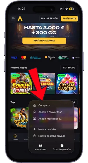Botón compartir de Safari