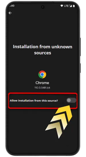 Android-venster dat vraagt of de gebruiker de download wil toestaan