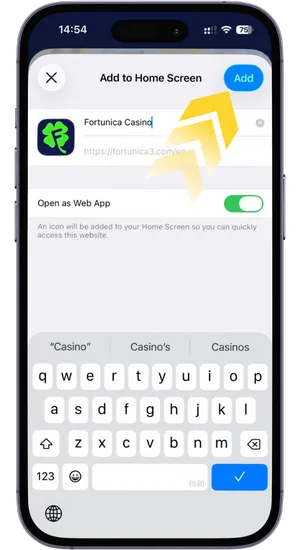 App een naam geven en bevestigen op iOS